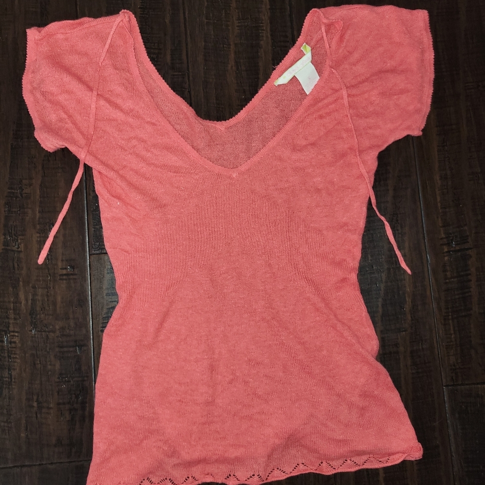 Simply Flawless Pink Vneck Top sz Small